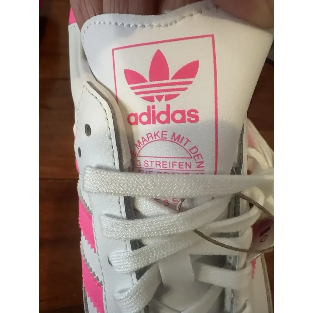 Adidas Samba OG J White Lucid Pink Gum JQ2831 Sneakers Kids 7Y/Fits Womens 8 NEW